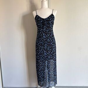 Chic Black and Blue Midi Dress